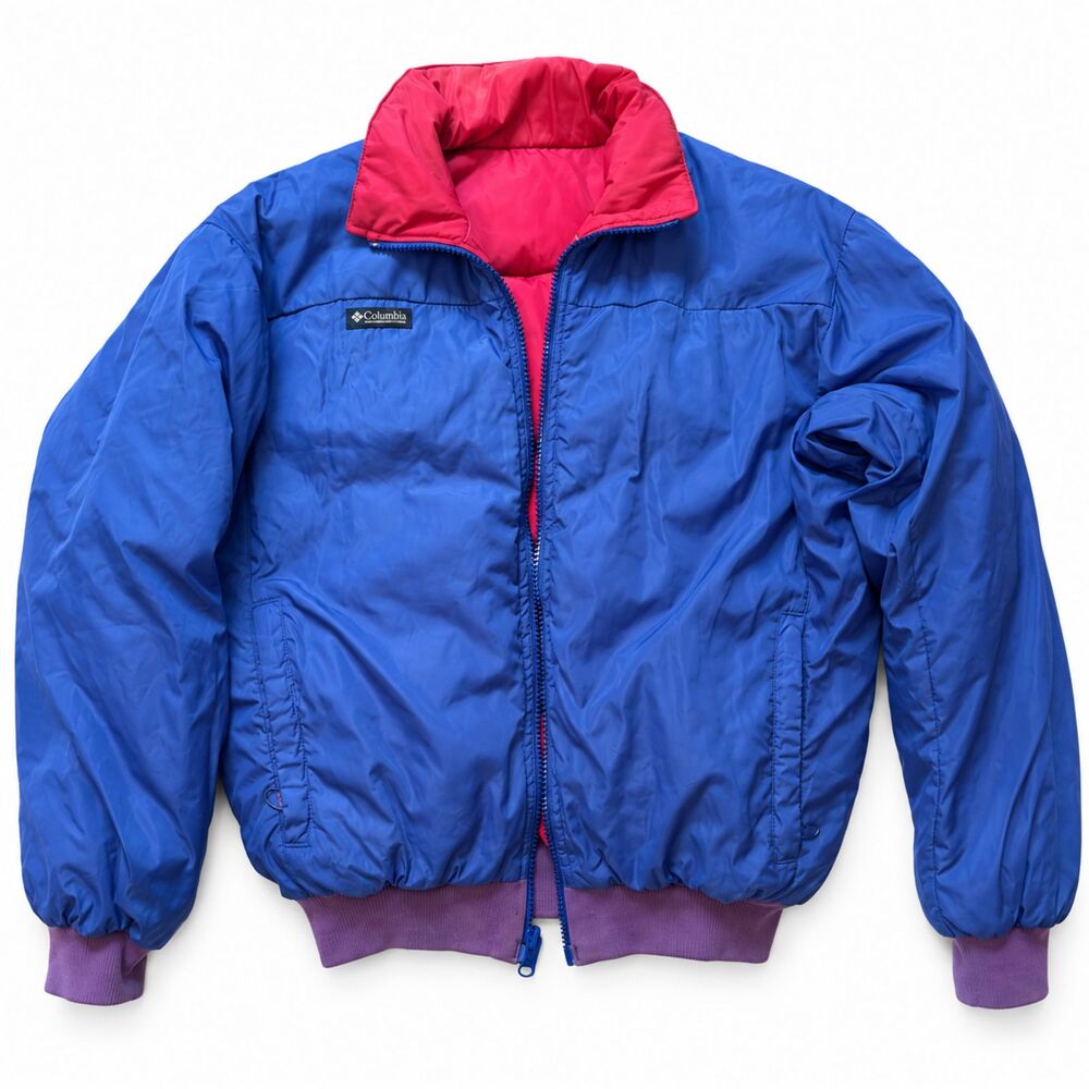 Vintage Columbia Reversible Puffer Jacket Blue Pink Womens